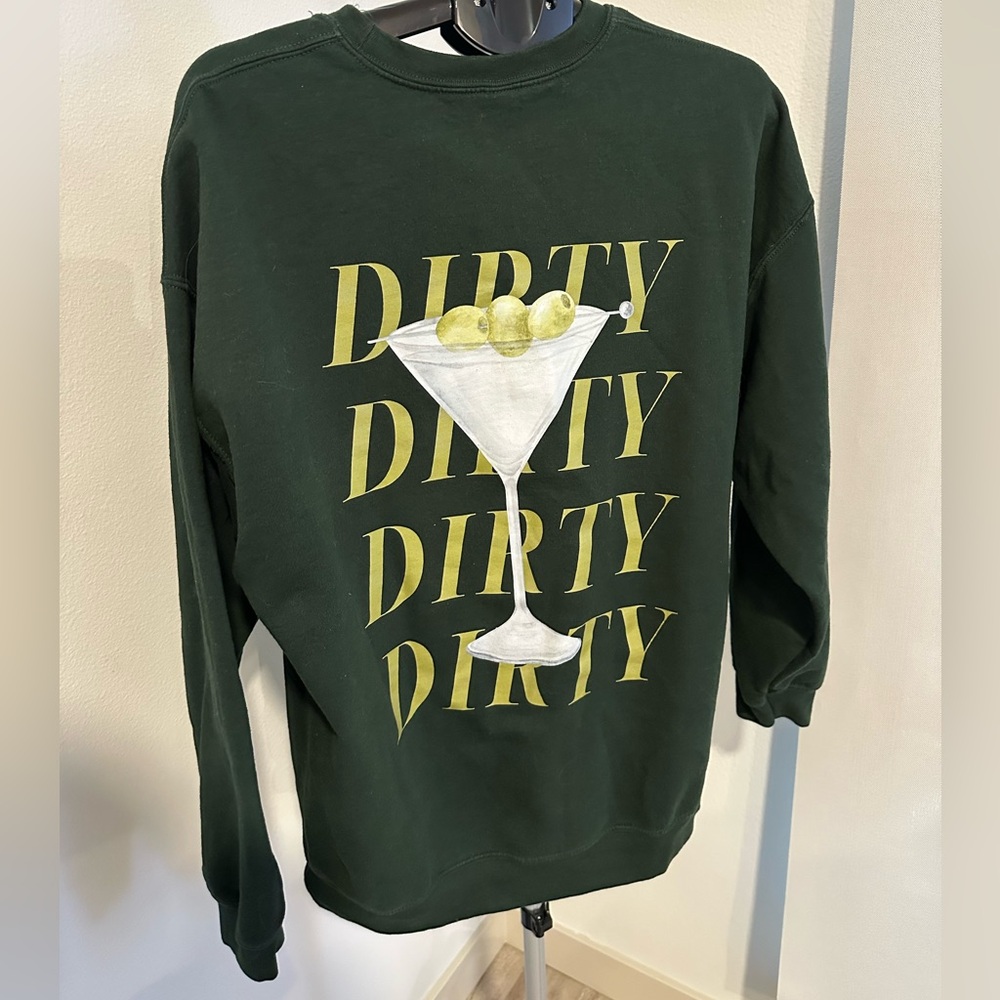 Green Sweatshirt with Martini Graphic
